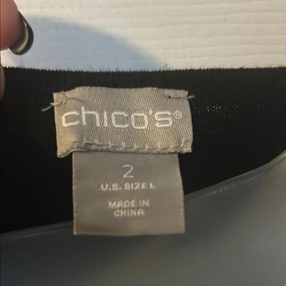 Chico’s Black Crew Neck Long Sleeve Sweater. - Picture 3 of 5